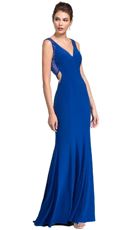 Trevi Collection - Elegant V-neck Sheath Prom Dress