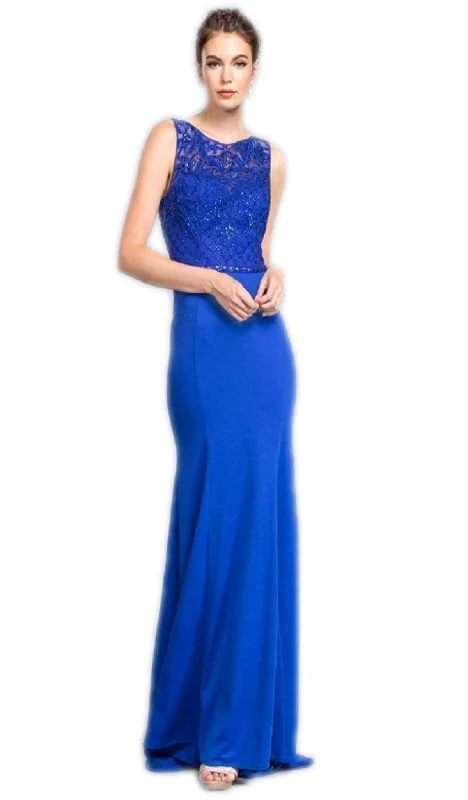 Trevi Collection - Embellished Illusion Jewel Prom Sheath Dress