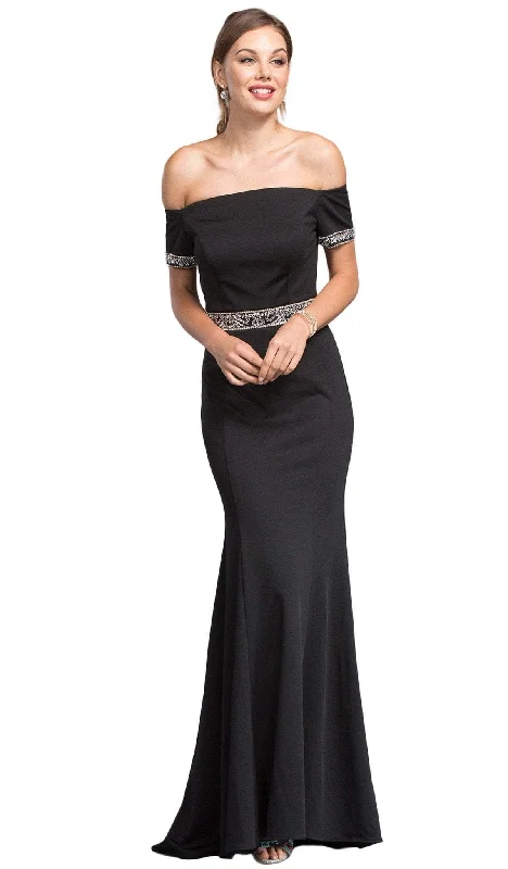 Trevi Collection - Embellished Off-Shoulder Fitted Prom Dress