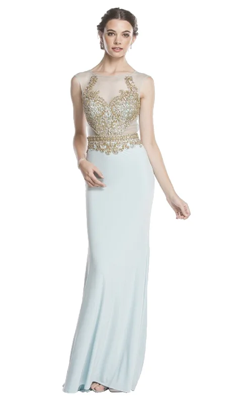 Trevi Collection - Gilded Illusion Bateau Sheath Prom Dress