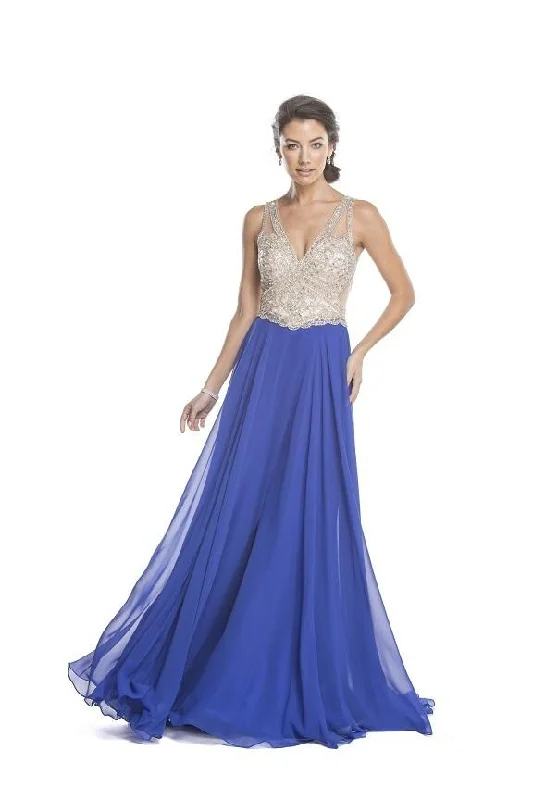 Trevi Collection L1640 Jeweled Plunging V-neck Prom Dress - 1 pc Fuchsia In Size M Available