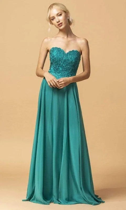 Trevi Collection - L2073 Strapless Embroidered Chiffon Dress