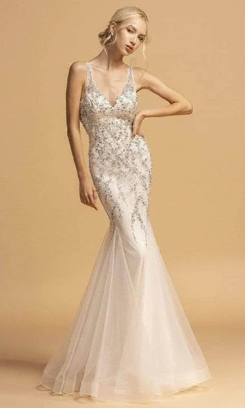 Trevi Collection - L2205 Plunging V-Neck Sleeveless Prom Dress