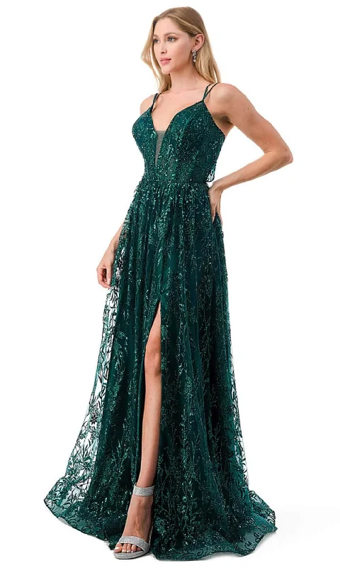 Trevi Collection L2769T - Glitter Evening Prom Dress with Slit