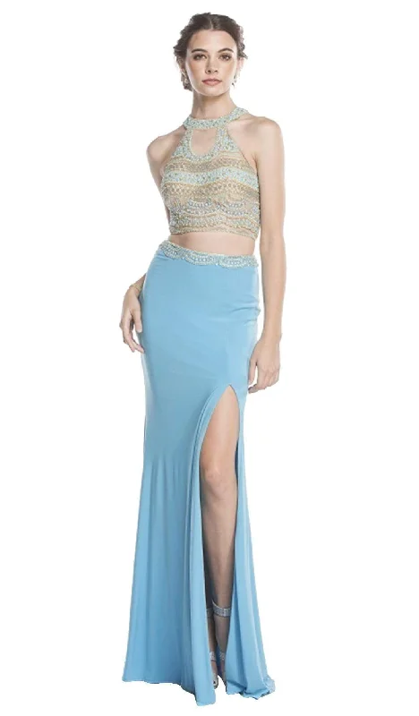 Trevi Collection - Two Piece Halter Sheath Prom Dress