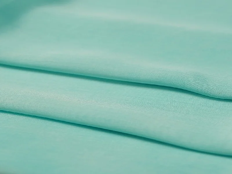 Turquoise Plain Viscose Chinon Chiffon Fabric