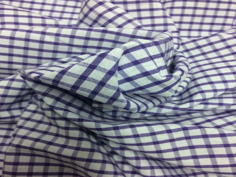 Violet Plaid Checks Yarn Dyed Cotton Fabric