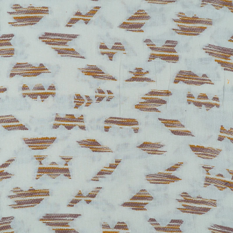 White With Brown  Design Jacquard Fabric