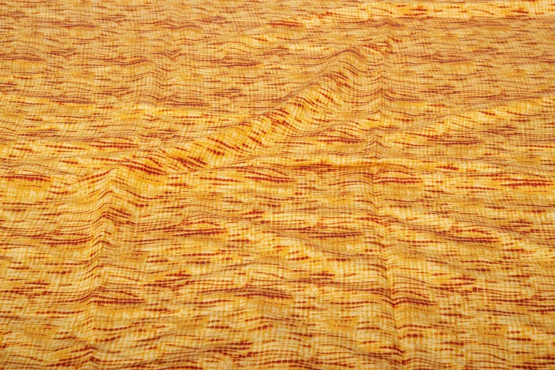 Yellow Red Abstract Modal Silk Cotton Fabric