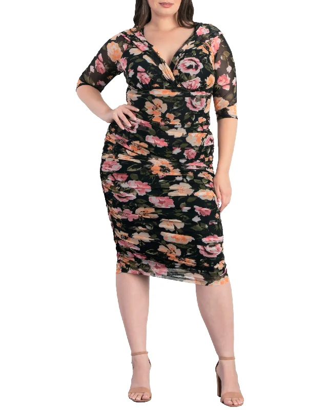 Betsey Ruched Dress | BLACK BLOSSOM PRINT