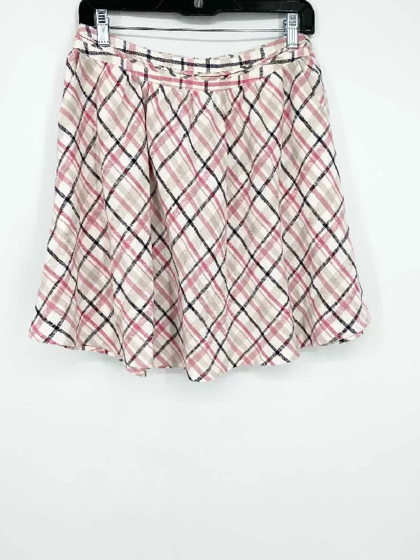 Joie Women's Cream/pink mini Linen Plaid Size M Skirt