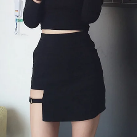 Black Hip Skirt Irregular Hem Pencil Micro Mini Skirt Slim Women Party Skirts Black Bodycon Short Skirt