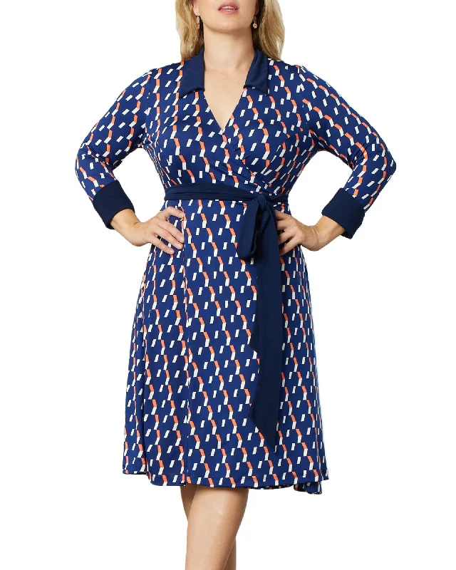 Sophisticate Wrap Dress | NAVY GEO PRINT