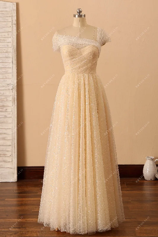 Sequined Lace Champagne Asymmetrical Formal Dress Lace Dress Formal