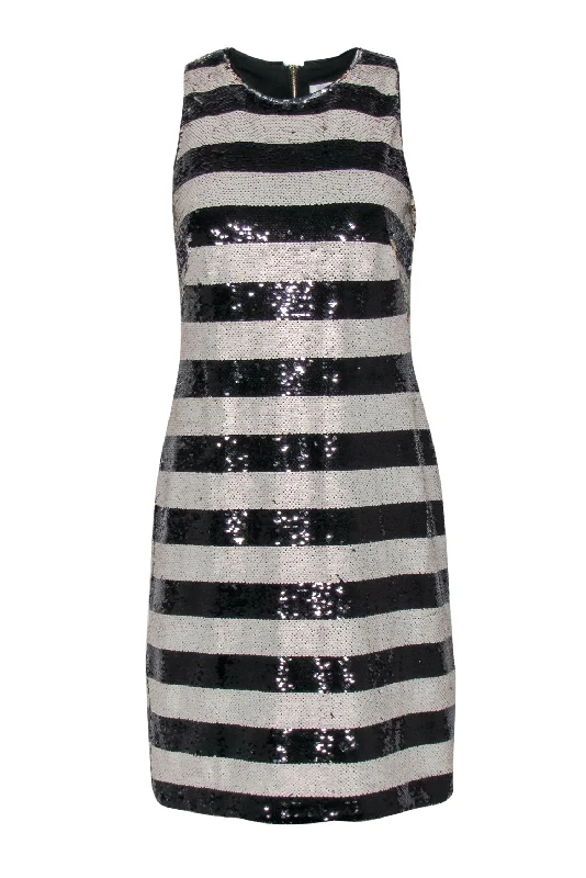 Eliza J – Black & Cream Two-Way Sequined Sheath Dress Sz S