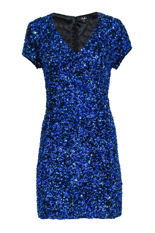 Parker - Cobalt Blue Sequin Cap Sleeve Sheath Dress Sz 10