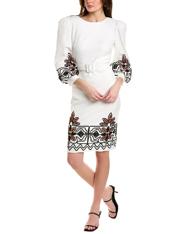 Badgley Mischka Embroidered Midi Dress