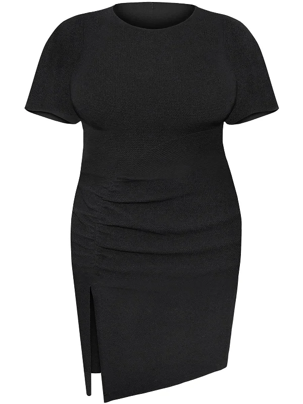 Plus Womens Asymmetric Midi Wear to Work Dress