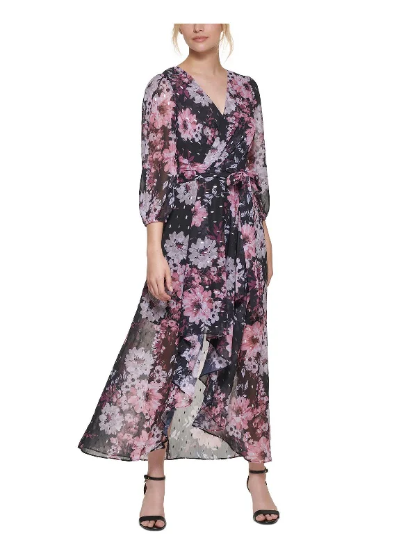 Womens Floral Hi-Low Midi Dress