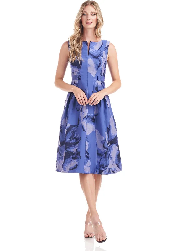 Womens Floral Midi Cocktail and Party Dress