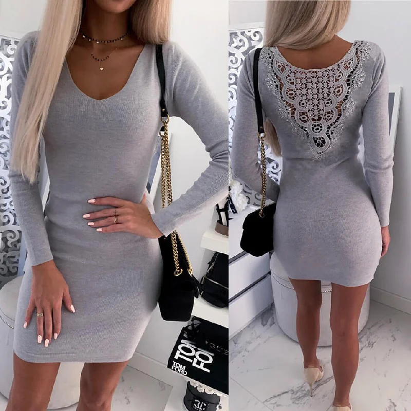 Hollow Out Knit Bodycon Dress