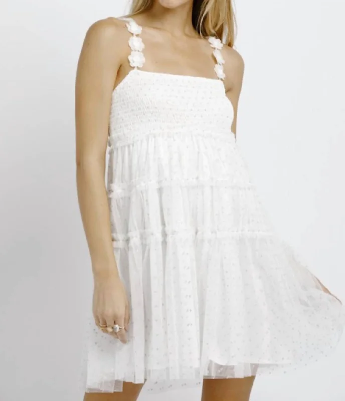 Tulle Dot Dress In White